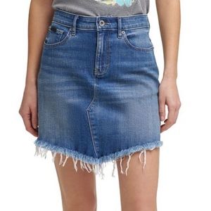 DKNY Asymmetrical Raw-Hem Denim Skirt